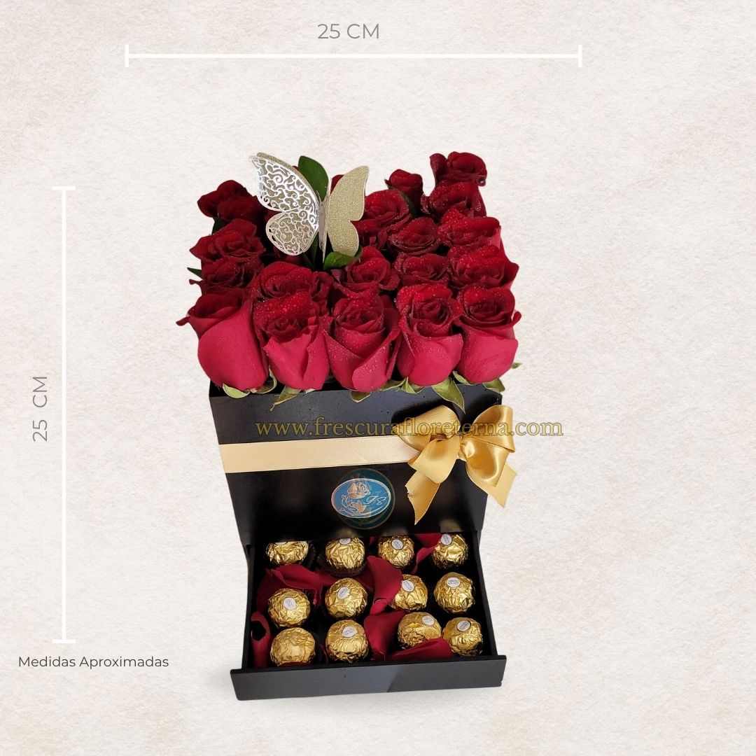 Caja Elegante de Rosas y Chocolates
