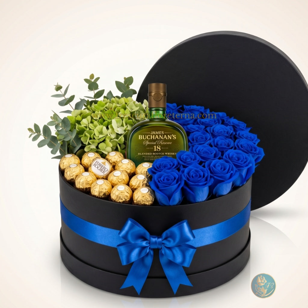 Cofre Reserva Exclusiva | Buchanan's 18, Chocolates y Rosas
