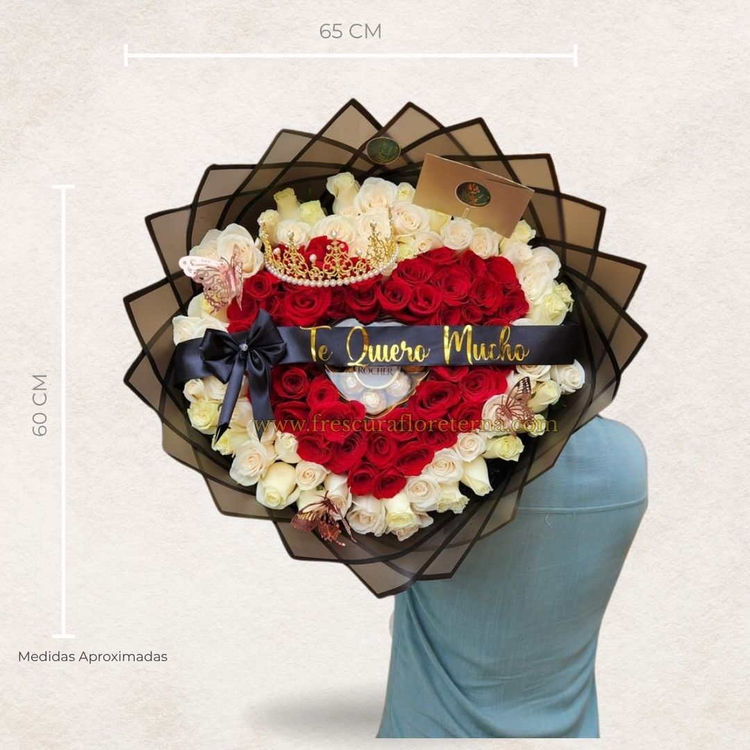 Pasión Eterna – Buchón de Rosas con Chocolates
