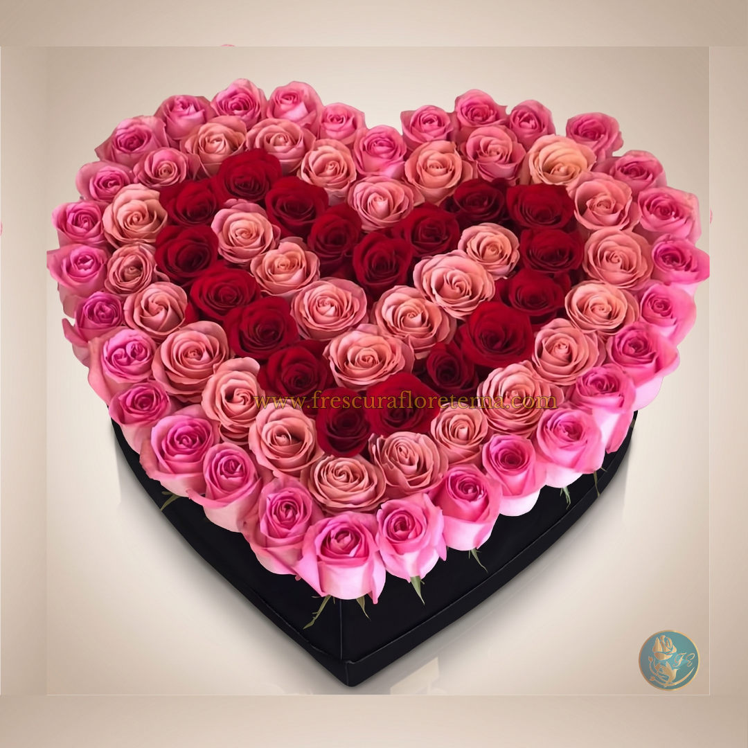 Caja Corazón 80 Rosas “Amor de Mamá”