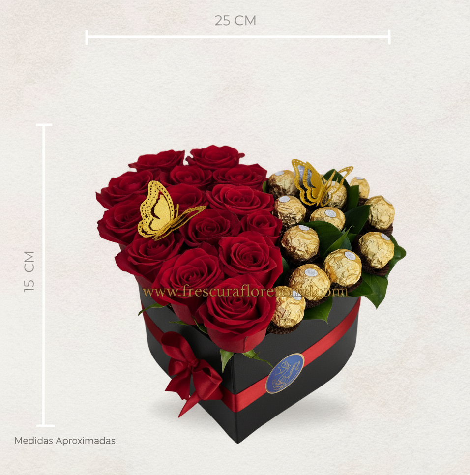 Corazón Rubí – Rosas & Chocolates