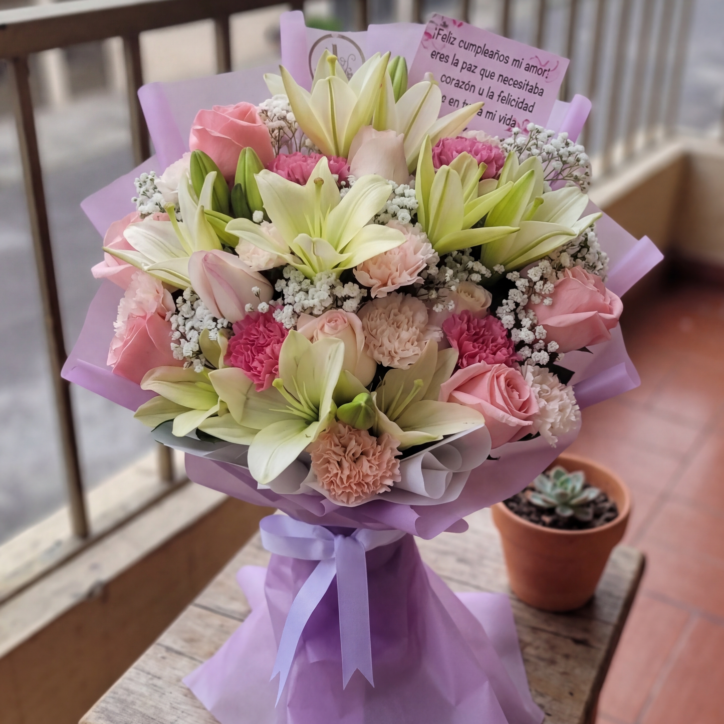 Bouquet of Lilies and Roses