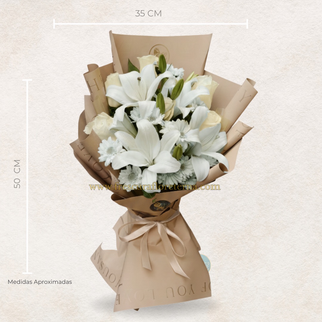 luxury de lirios blancos y rosas blancas