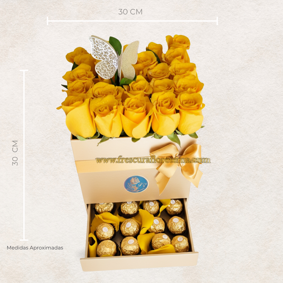 Caja Elegante de Rosas y Chocolates