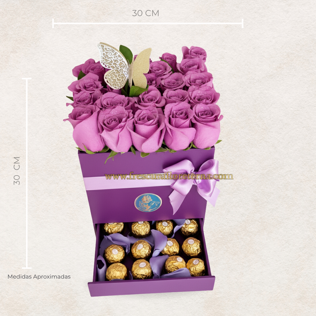 Caja Elegante de Rosas y Chocolates