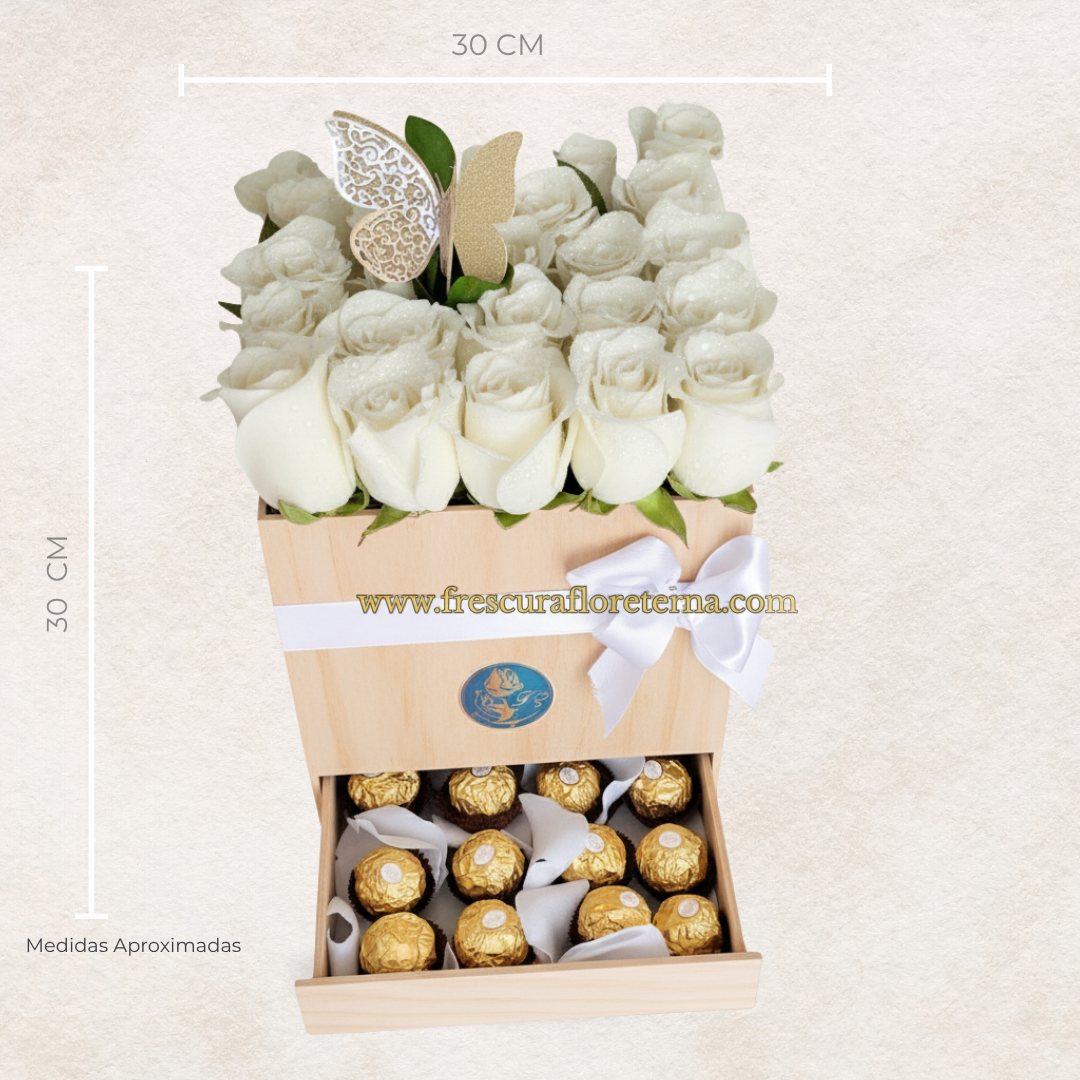Caja Elegante de Rosas y Chocolates
