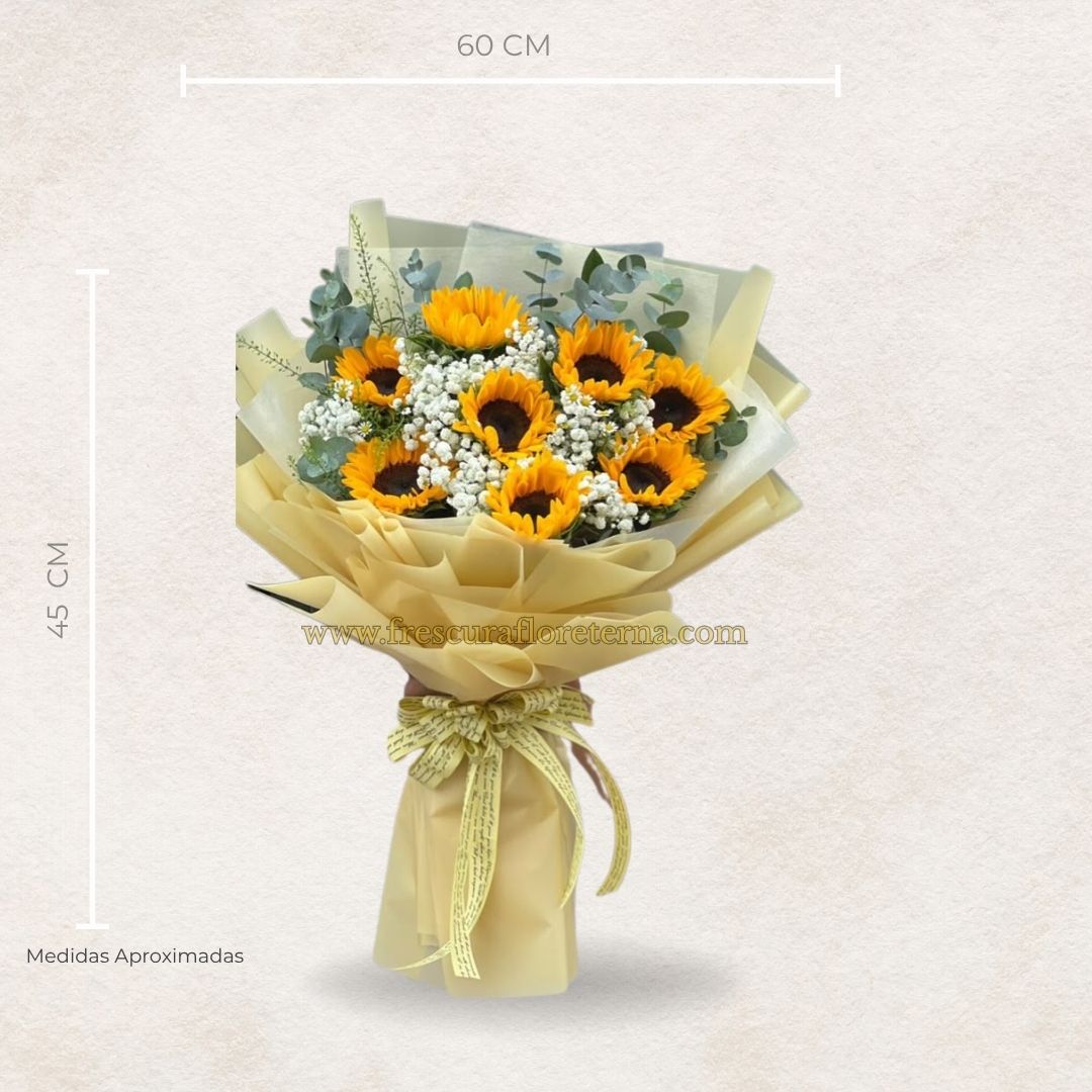 Bouquet Van Gogh – Girasoles & Rosas Azules