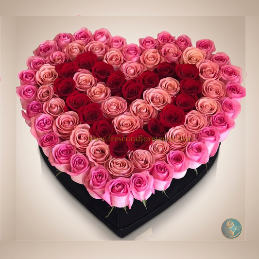 Caja Corazón 80 Rosas “Amor de Mamá”