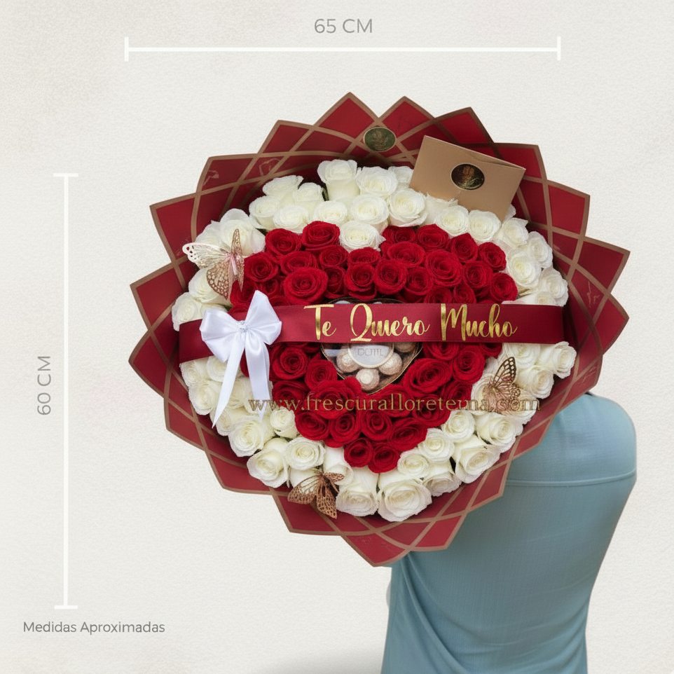 Pasión Eterna – Buchón de Rosas con Chocolates