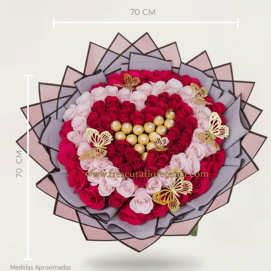 Pasión Eterna – Buchón de Rosas con Chocolates