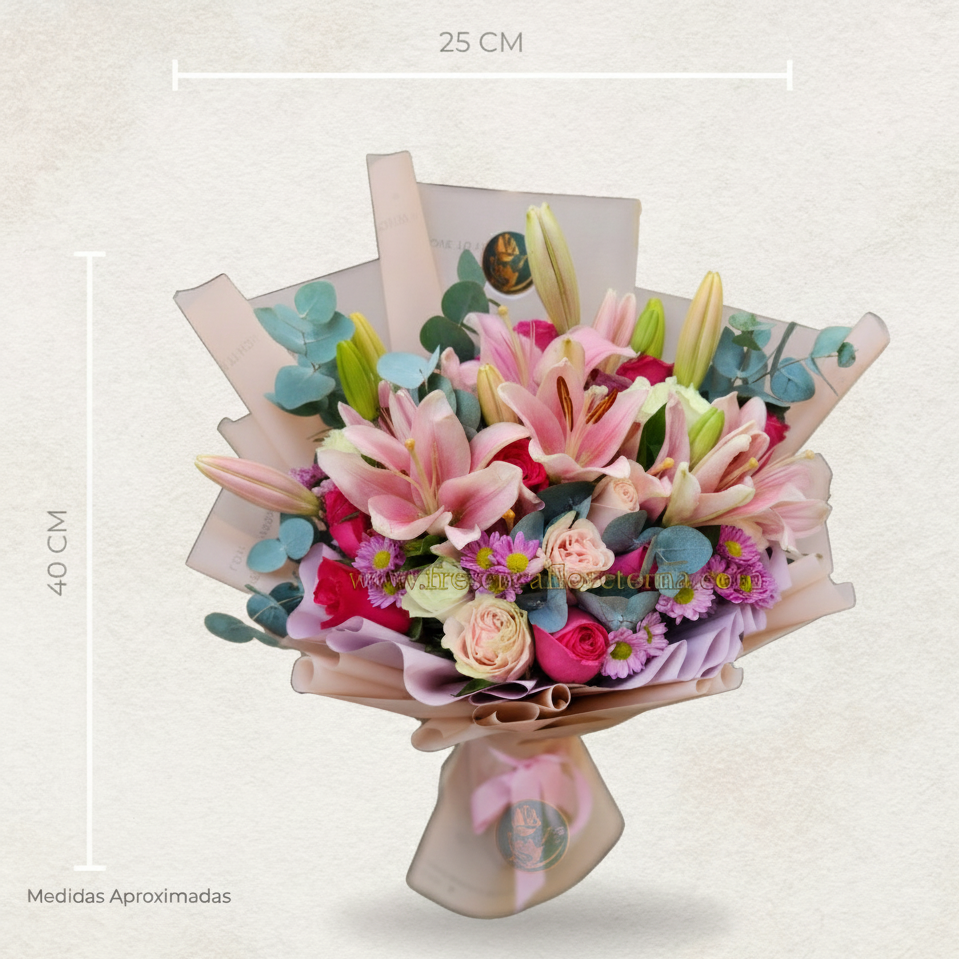 Bouquet of Lilies and Roses