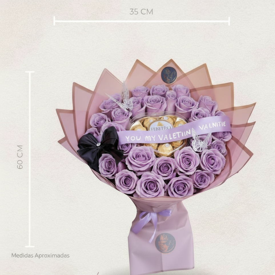 Pasión Eterna – Buchón de Rosas con Chocolates