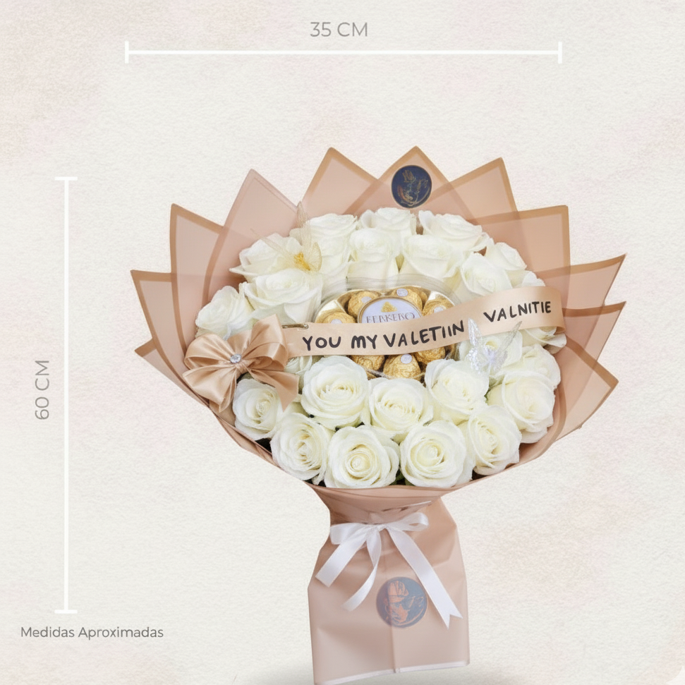 Pasión Eterna – Buchón de Rosas con Chocolates