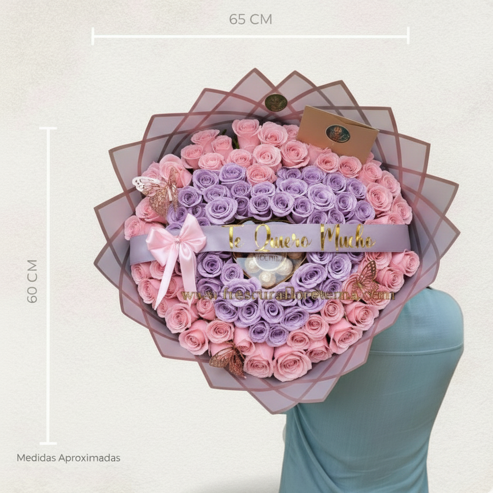 Pasión Eterna – Buchón de Rosas con Chocolates