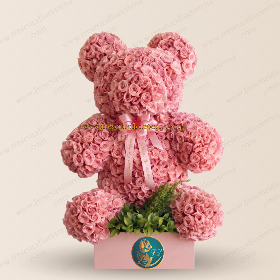Oso buchon de 1000 rosas rosado 