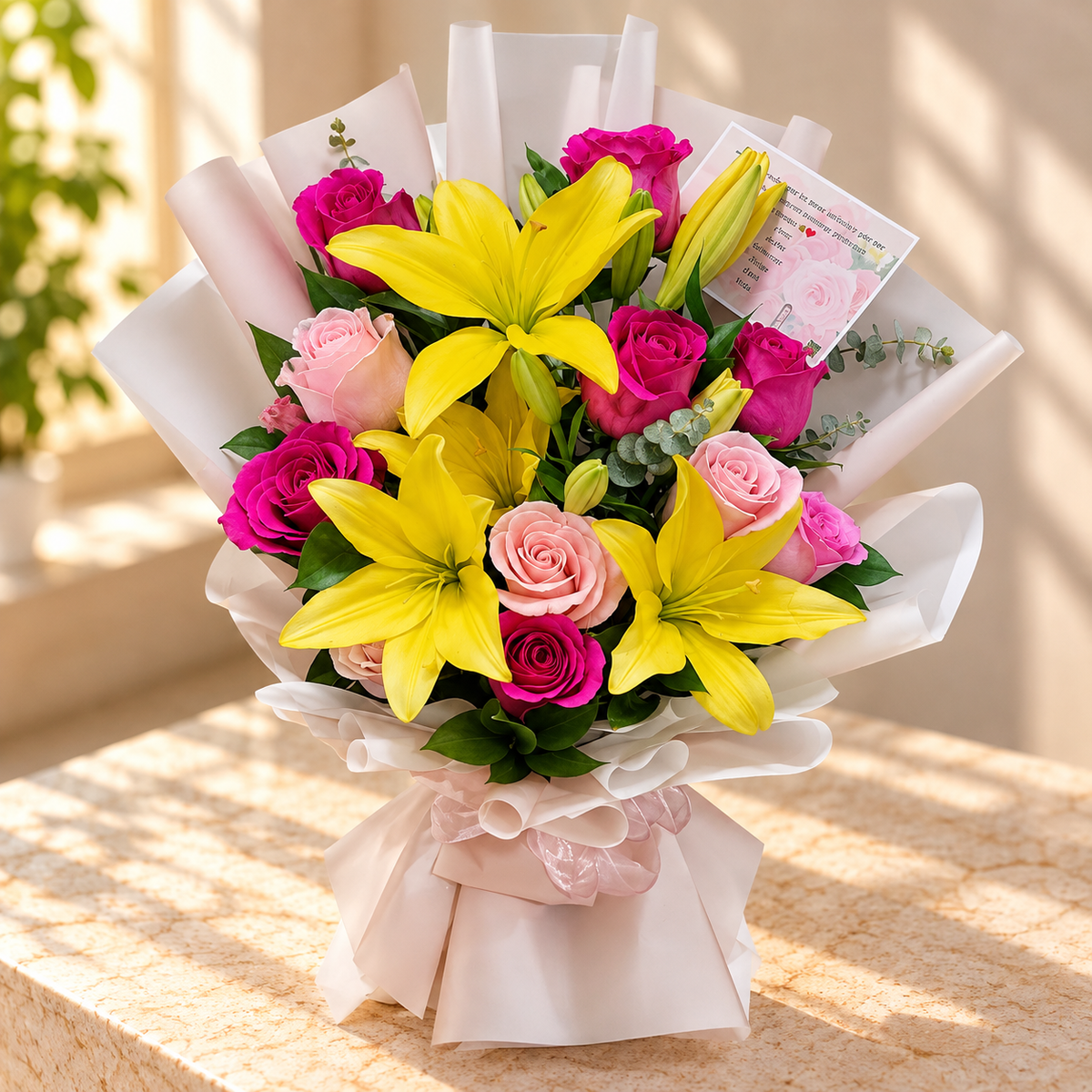 Bouquet Luxury de lirios y rosas premium