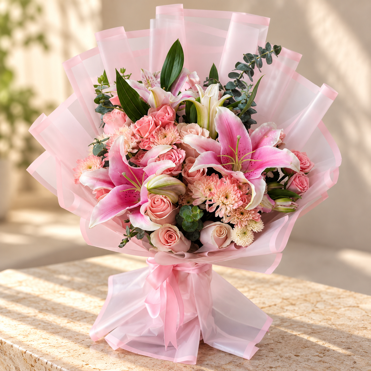 Bouquet Luxury de lirios y rosas premium