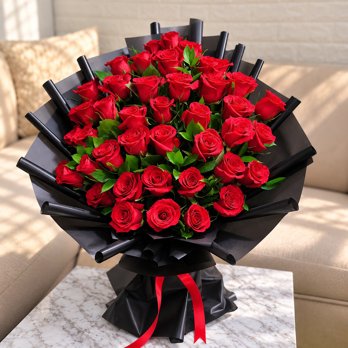 Luxury Roses: ramo de 40 rosas frescas