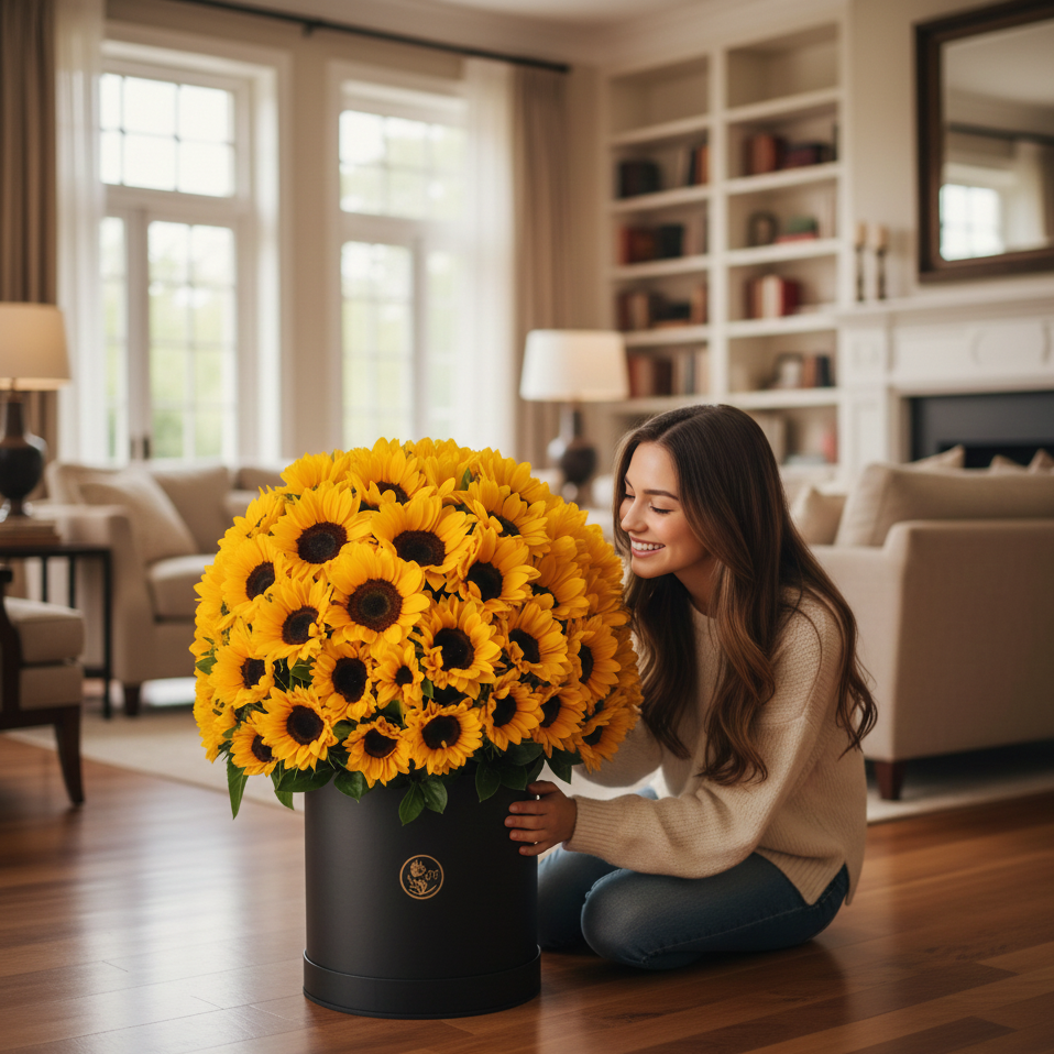 box de 100 girasoles
