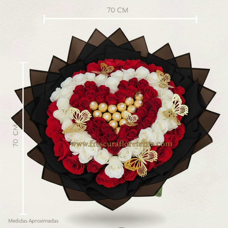 Pasión Eterna – Buchón de Rosas con Chocolates