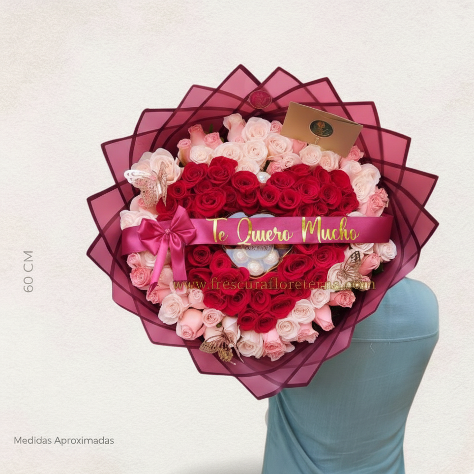 Pasión Eterna – Buchón de Rosas con Chocolates