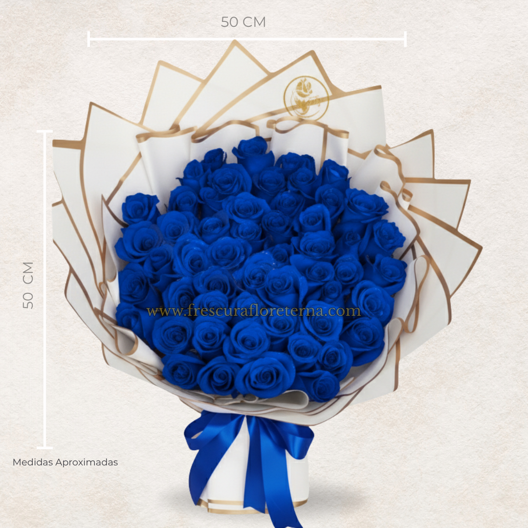 buchon de 100 rosas azul doble envoltura