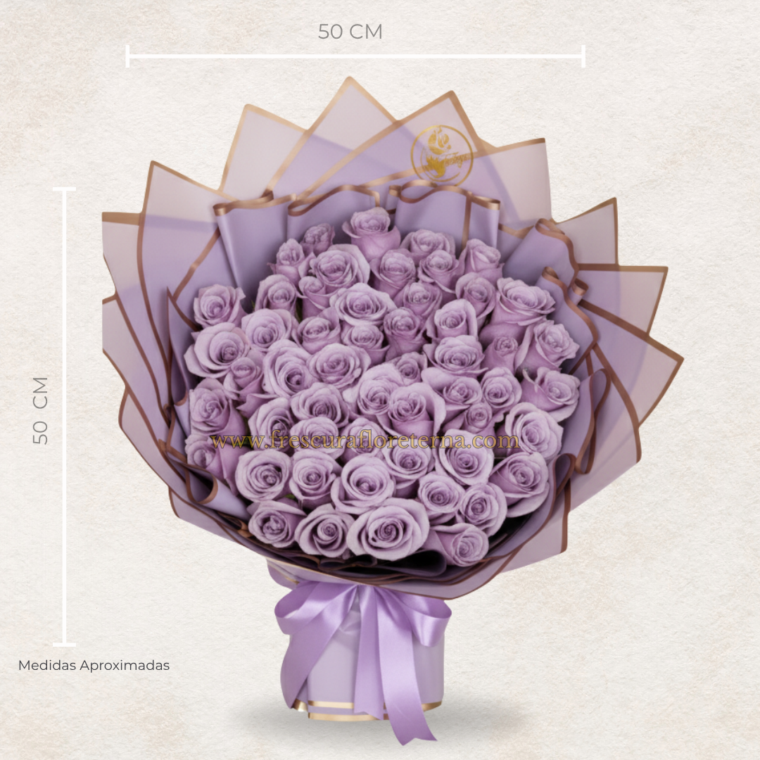 buchon de 100 rosas lilas doble envoltura