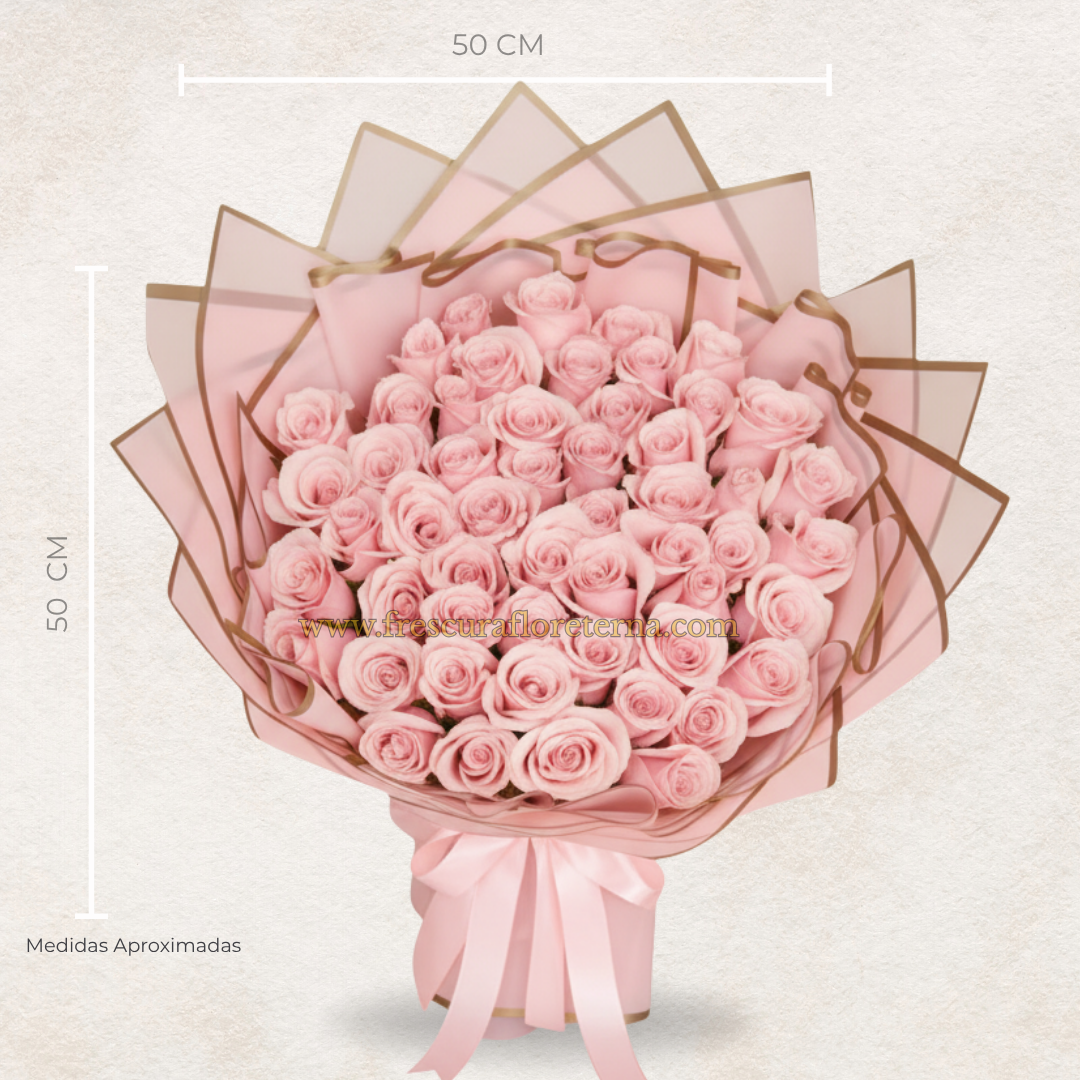 buchon de 100 rosas rosadas doble envoltura