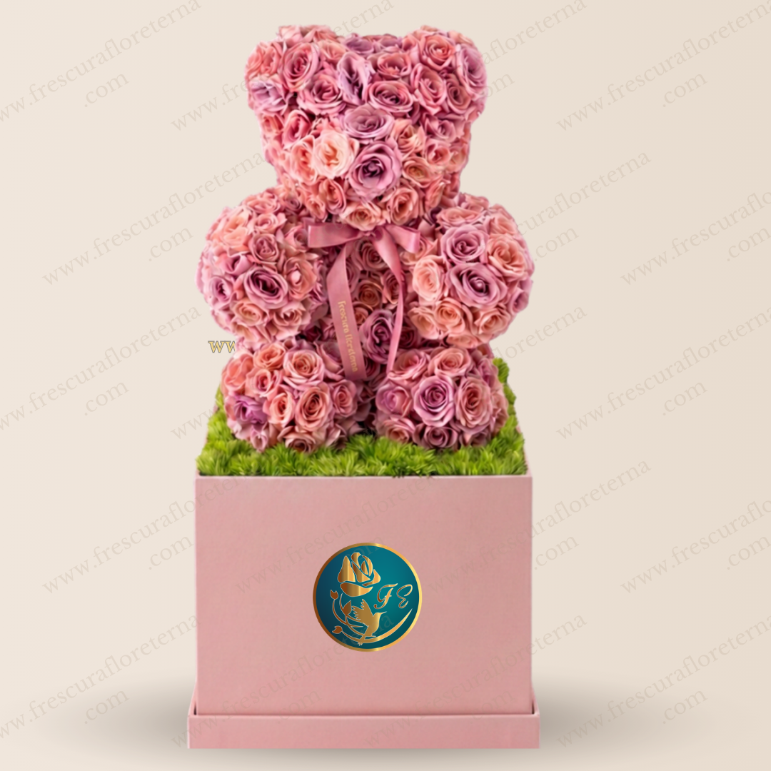 buchon oso de rosas rosado 