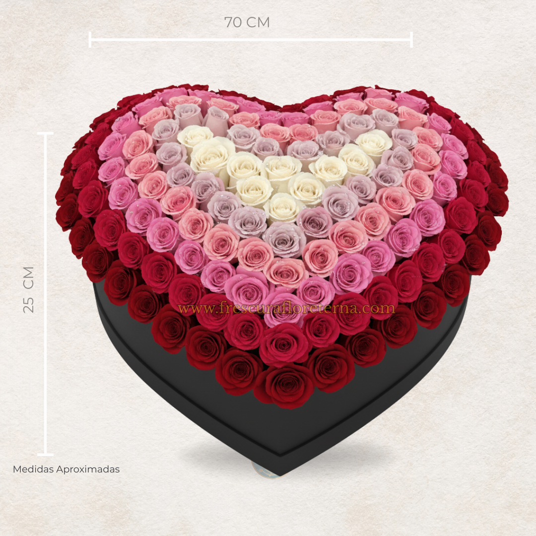 corazon de rosas variadas 270 rosas