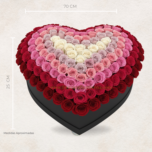 corazon de rosas variadas 270 rosas