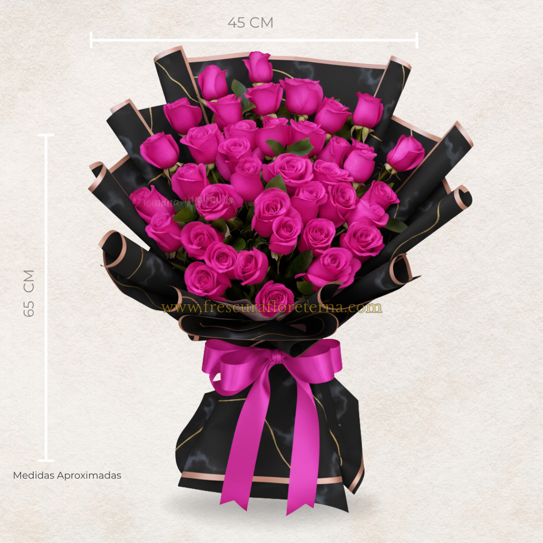 corenos elegante de 40 rosas fucsias