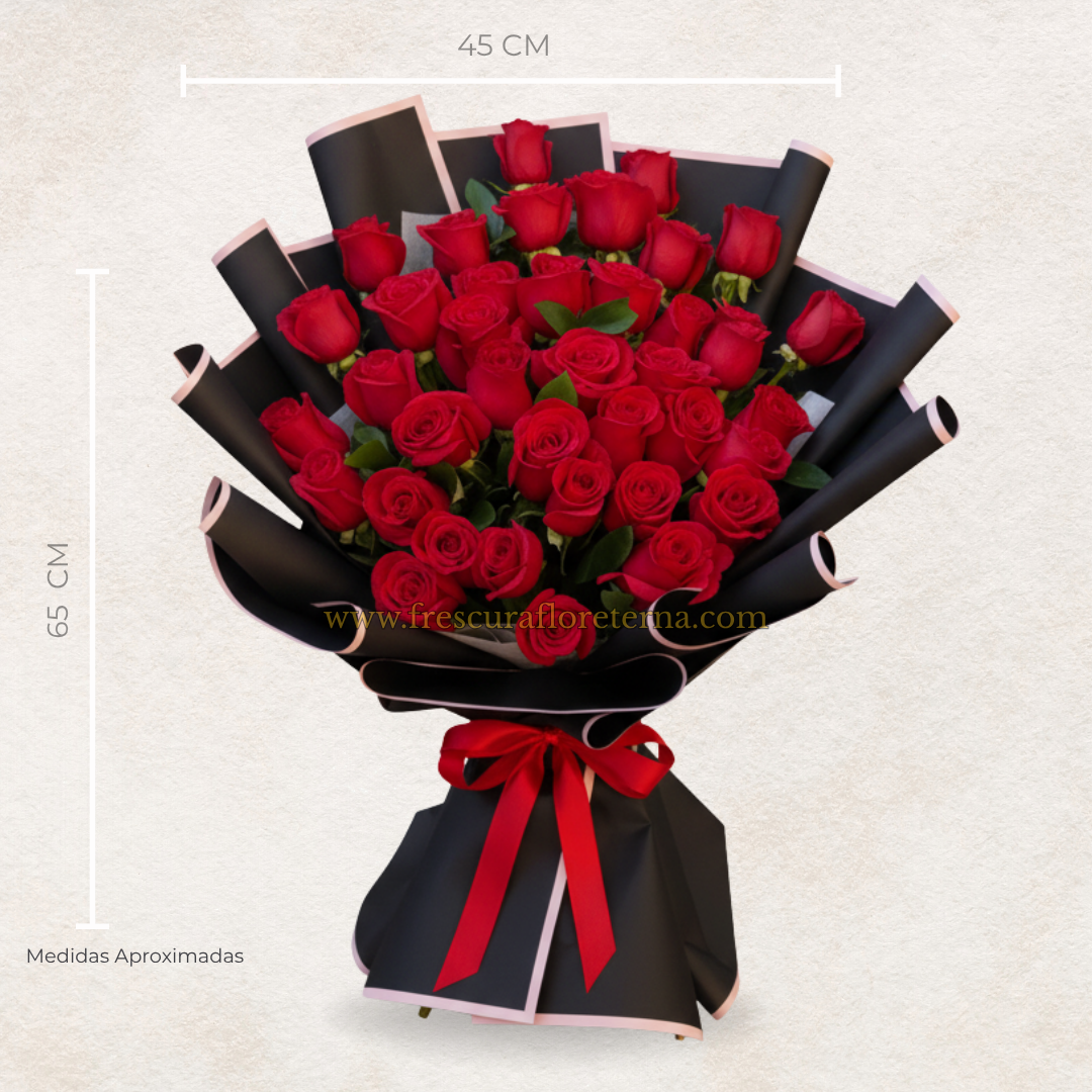 corenos elegante de 41 rosas rojas