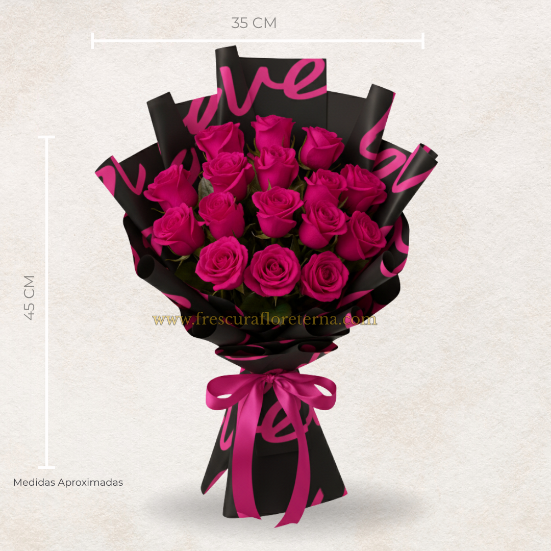 luxury 16 rosas fucsias