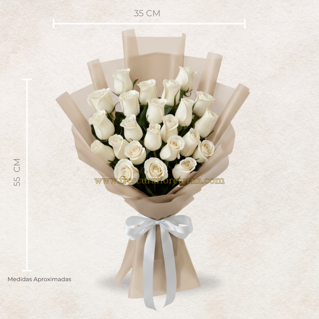 luxury 22 rosas blanca