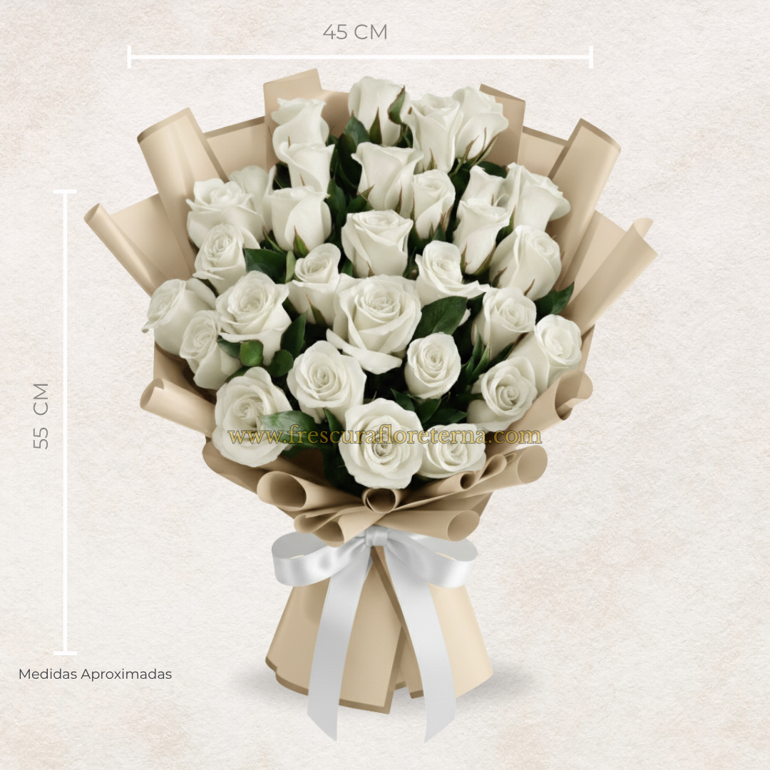 luxury 30 rosas blanco envoltura coreano
