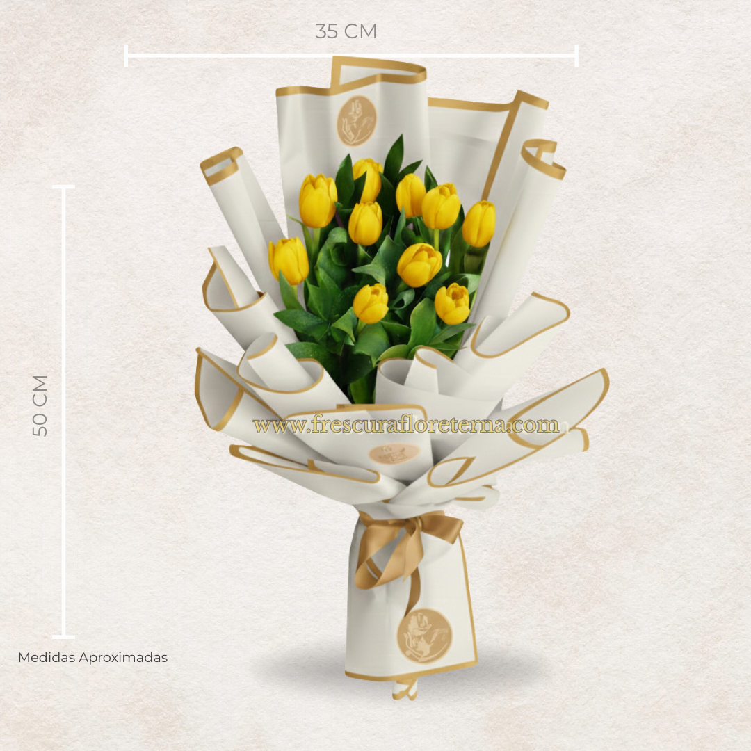 luxury de 10 tulipanes amarillo cinta