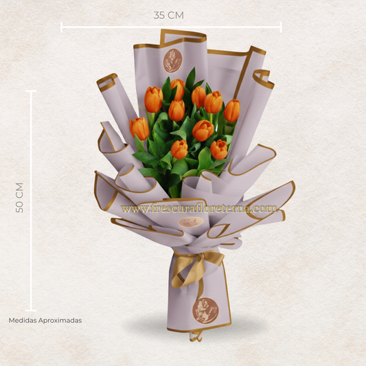 luxury de 10 tulipanes naranjas