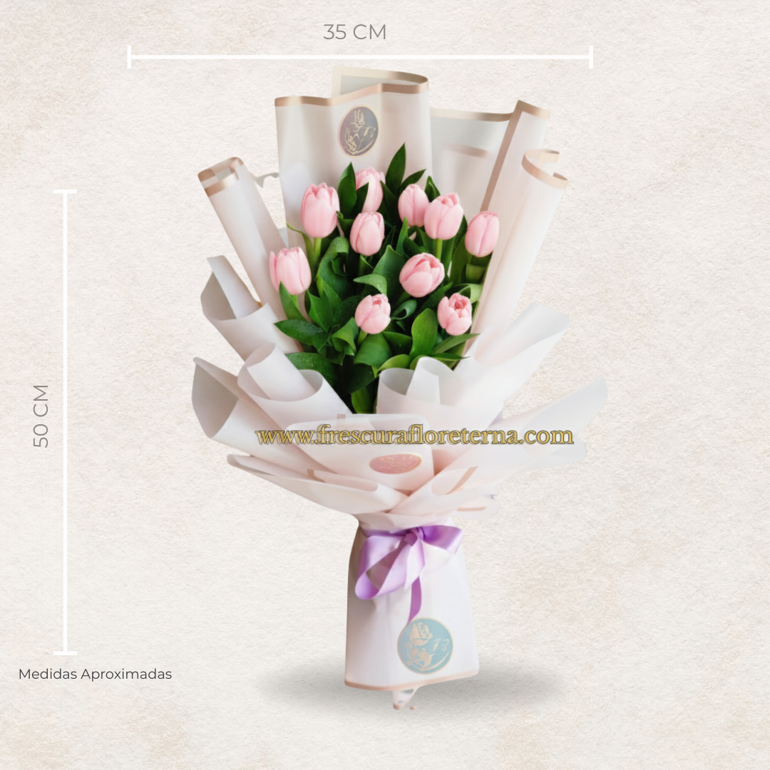 luxury de 10 tulipanes rosado