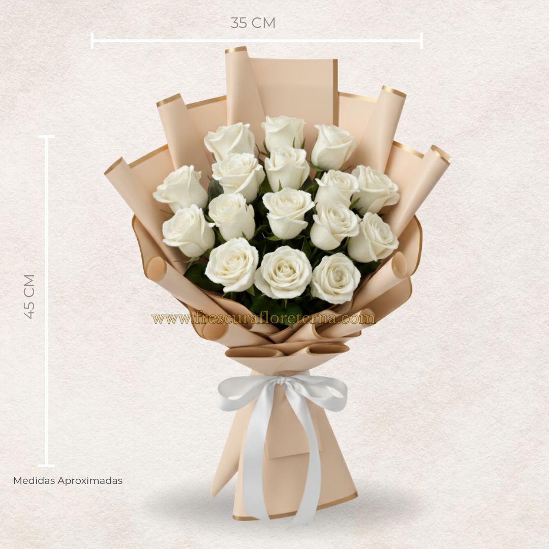 luxury de 16 rosas blancas