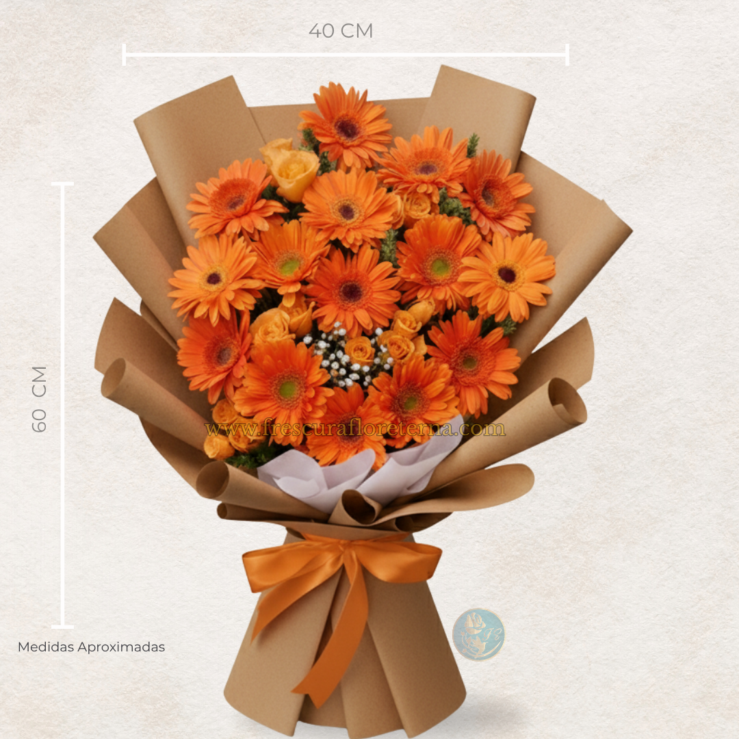 luxury de 18 gerveras naranjas