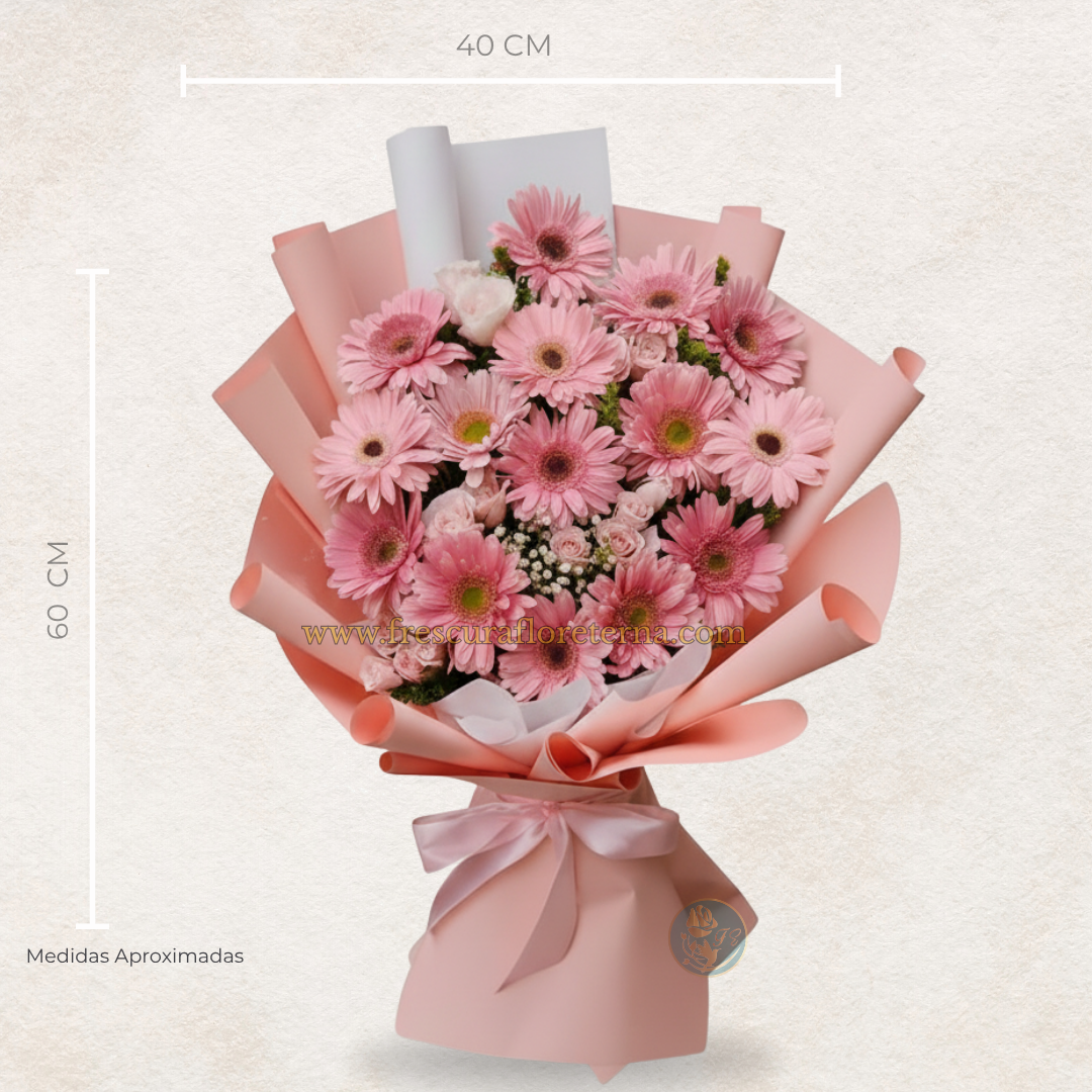 luxury de 18 gerveras rosadas