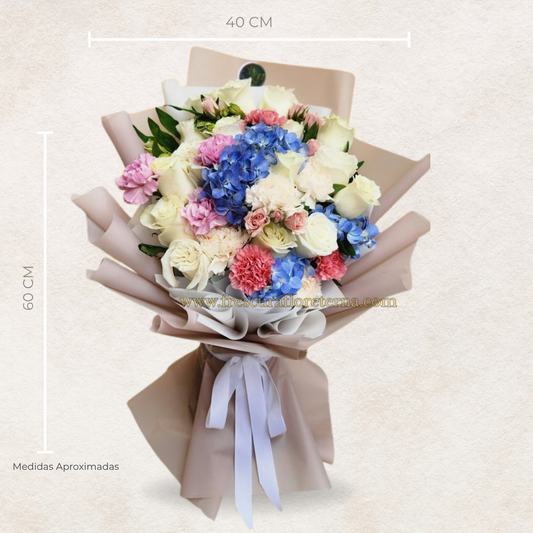 luxury de flores variadas y hortencia y claveles