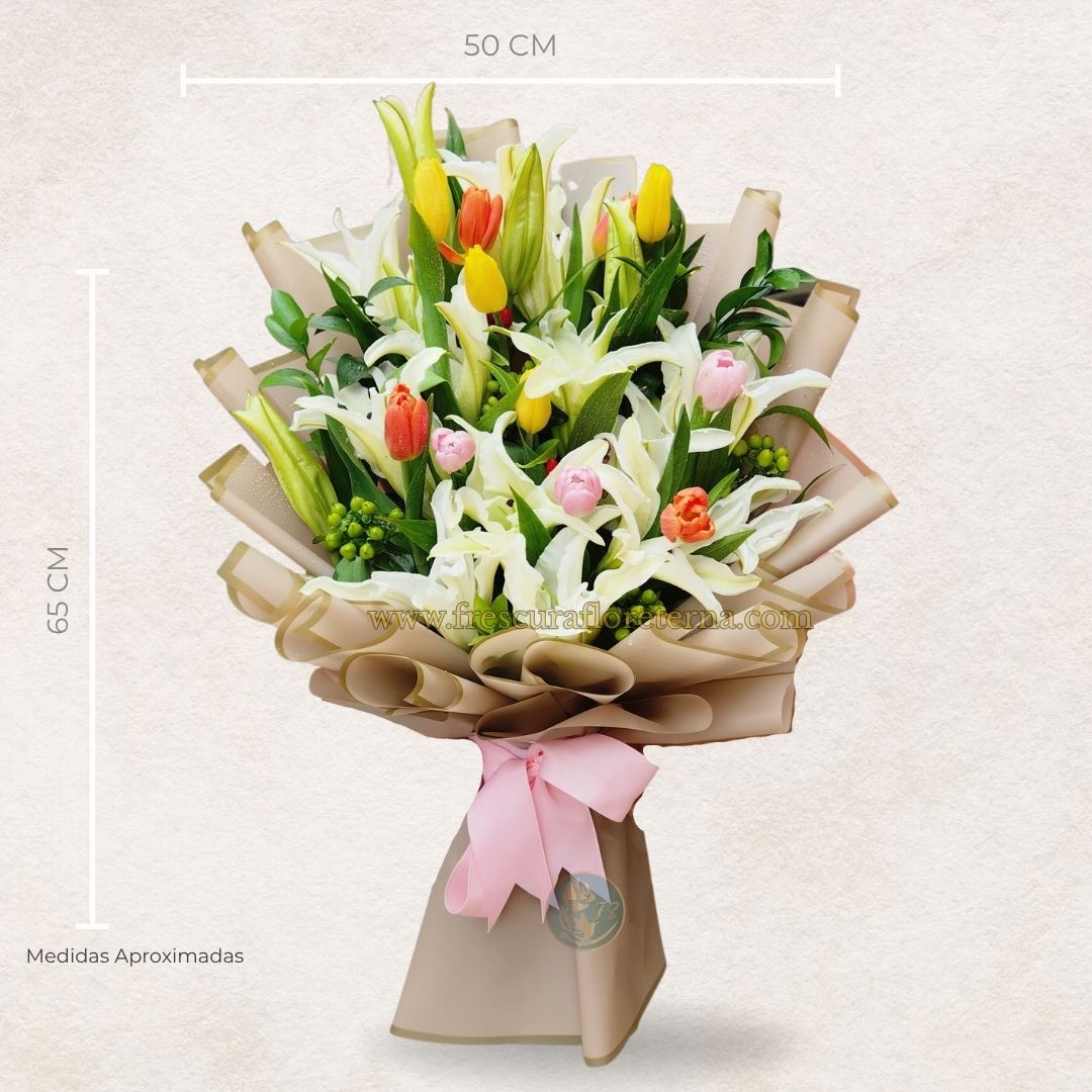 luxury de irios y tulipanes