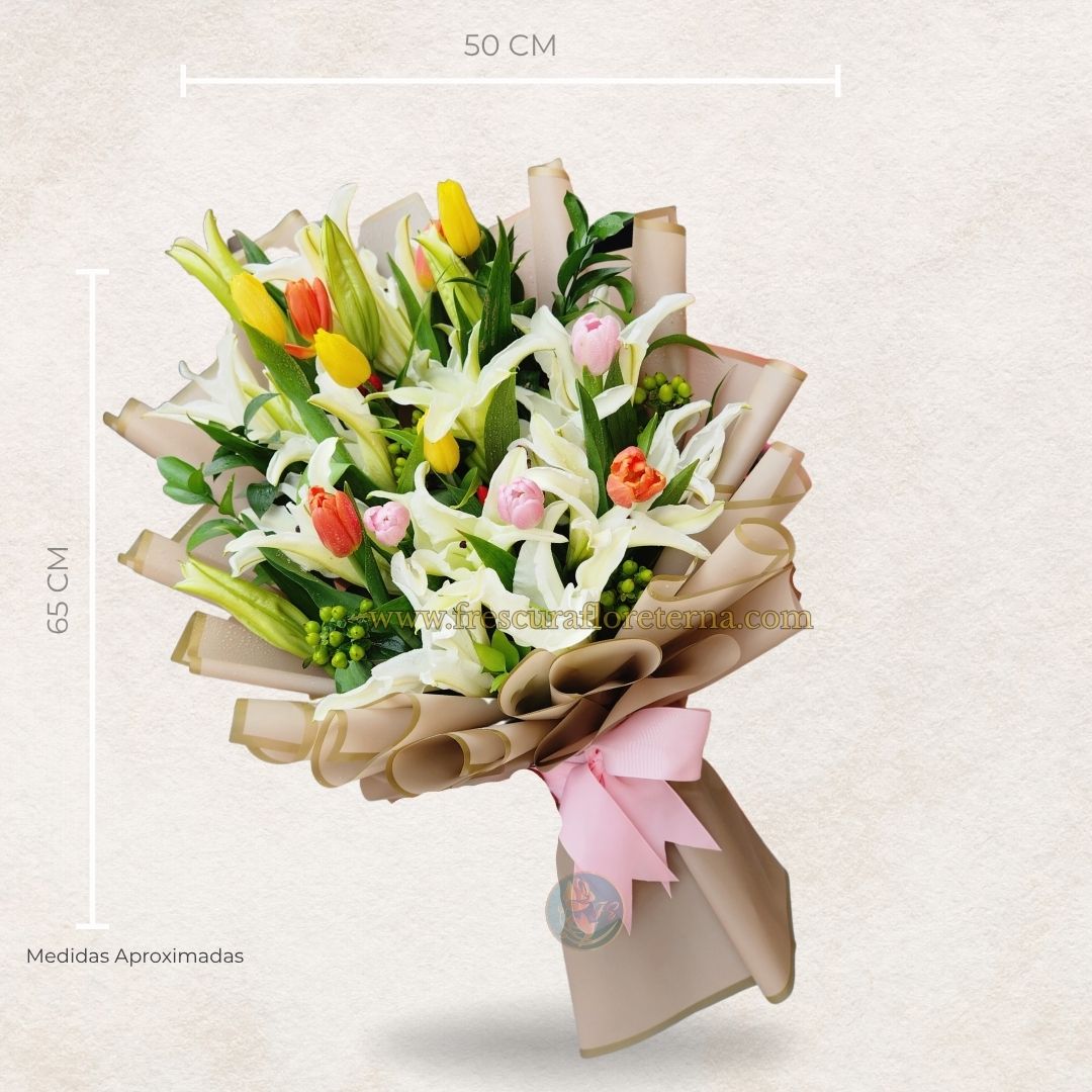 luxury de lirios blanco y tulipanes 