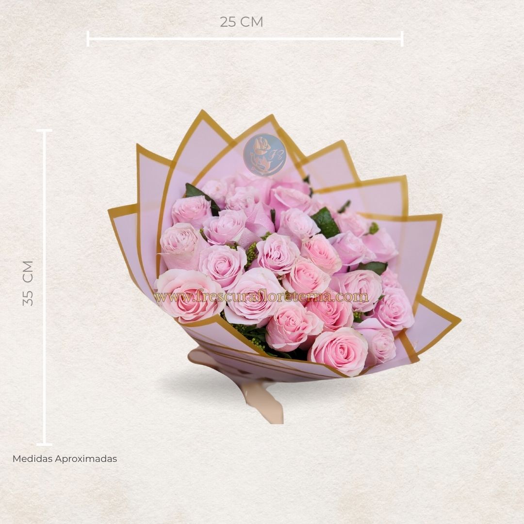 ramillete de 24 rosas rosada