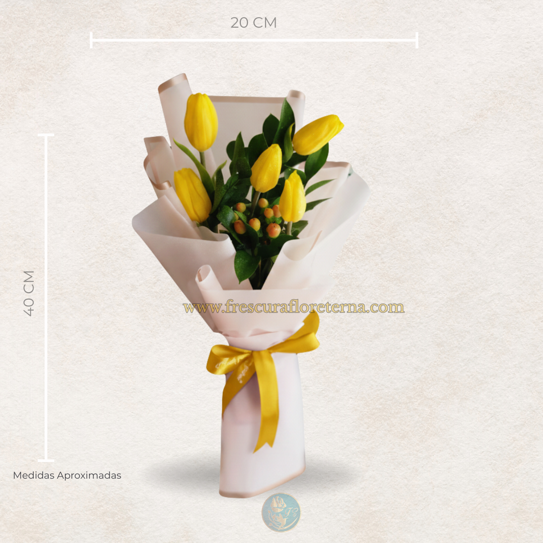 ramillete de 5 tulipanes amarillo