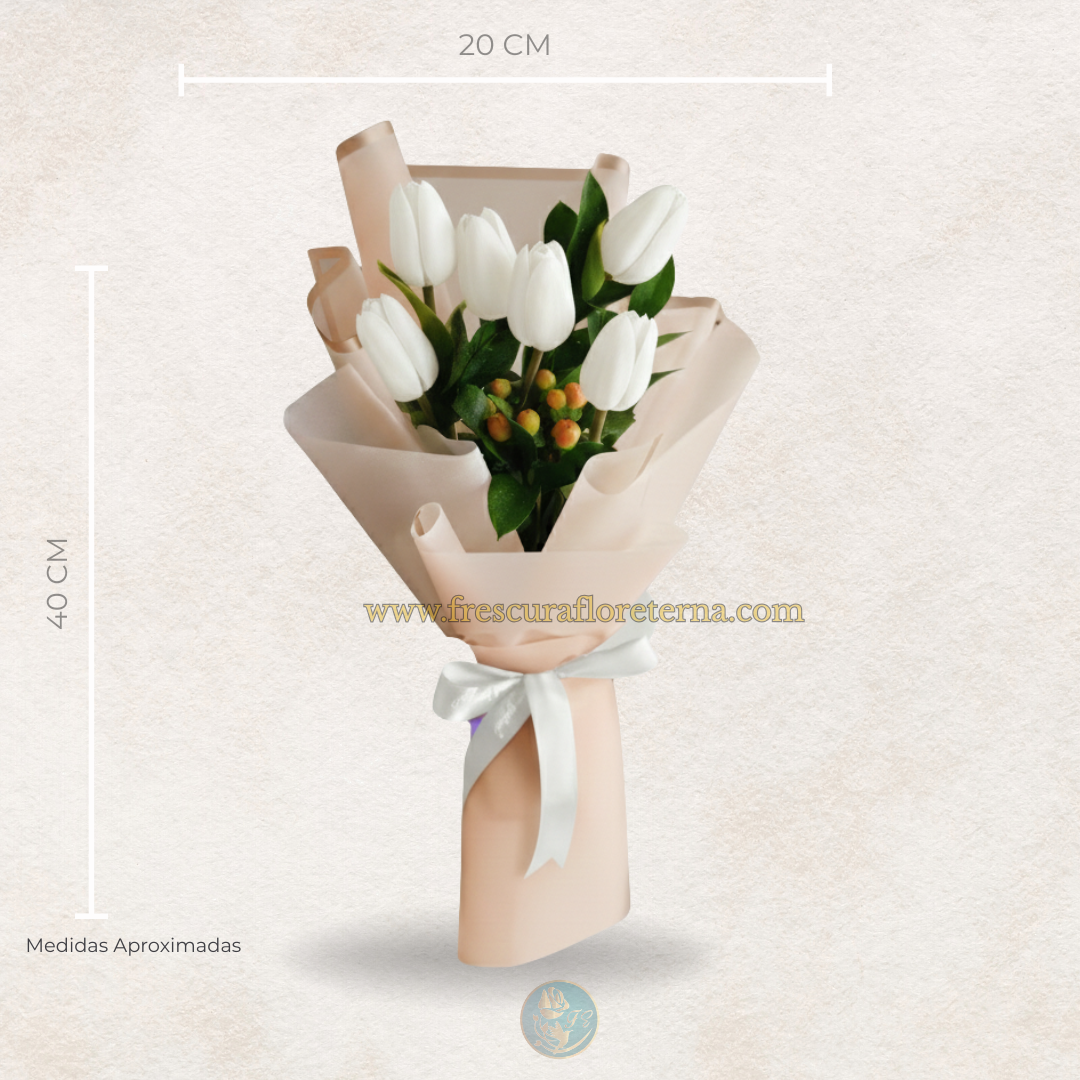 ramillete de 5 tulipanes blanco