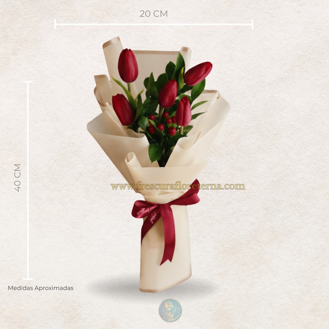 ramillete de 5 tulipanes rojo