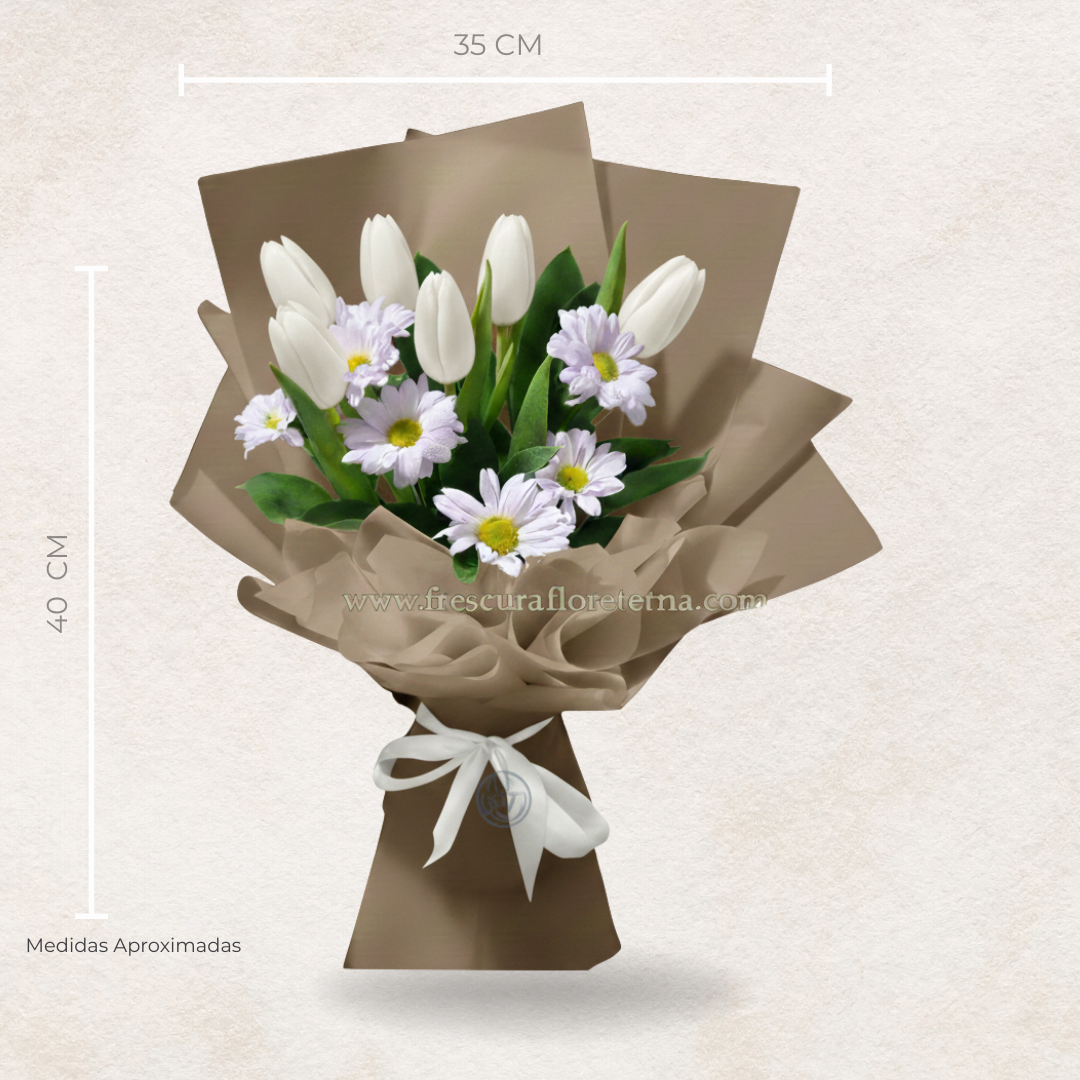 ramillete de 6 tulipanes blanco